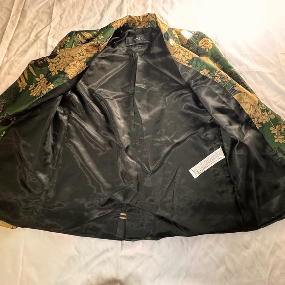 Zara Green and Gold Floral Blazer - Picture 3 of 4